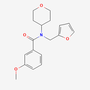 molecular formula C18H21NO4 B2401299 N-(furan-2-ylmethyl)-3-methoxy-N-(tetrahydro-2H-pyran-4-yl)benzamide CAS No. 1448050-61-0