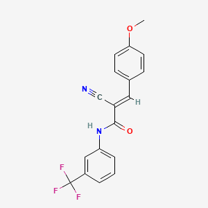 B2401300 (E)-2-cyano-3-(4-methoxyphenyl)-N-(3-(trifluoromethyl)phenyl)acrylamide CAS No. 301858-38-8