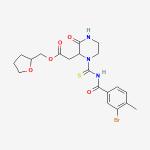 molecular formula C20H24BrN3O5S B2401302 (Tetrahydrofuran-2-yl)methyl 2-(1-((3-bromo-4-methylbenzoyl)carbamothioyl)-3-oxopiperazin-2-yl)acetate CAS No. 1042069-96-4