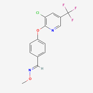 molecular formula C14H10ClF3N2O2 B2401306 (E)-[(4-{[3-chloro-5-(trifluoromethyl)pyridin-2-yl]oxy}phenyl)methylidene](methoxy)amine CAS No. 1092343-94-6