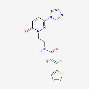molecular formula C16H15N5O2S B2401308 (E)-N-(2-(3-(1H-imidazol-1-yl)-6-oxopyridazin-1(6H)-yl)ethyl)-3-(thiophen-2-yl)acrylamide CAS No. 1396893-07-4
