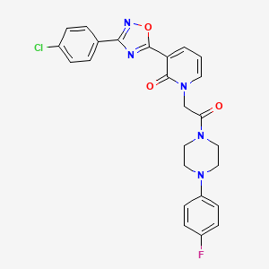 molecular formula C25H21ClFN5O3 B2401310 3-[3-(4-chlorophenyl)-1,2,4-oxadiazol-5-yl]-1-{2-[4-(4-fluorophenyl)piperazin-1-yl]-2-oxoethyl}pyridin-2(1H)-one CAS No. 1105222-80-7