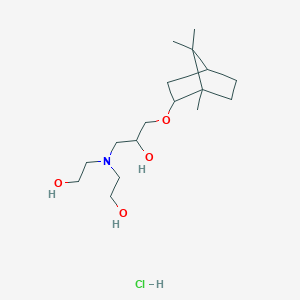 molecular formula C17H34ClNO4 B2401322 2,2'-((2-hydroxy-3-(((1S,4R)-1,7,7-trimethylbicyclo[2.2.1]heptan-2-yl)oxy)propyl)azanediyl)diethanol hydrochloride CAS No. 1217630-40-4