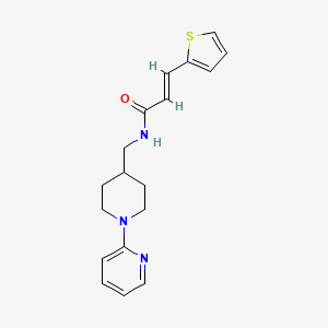 molecular formula C18H21N3OS B2401333 (E)-N-((1-(吡啶-2-基)哌啶-4-基)甲基)-3-(噻吩-2-基)丙烯酰胺 CAS No. 1235703-50-0