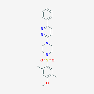 molecular formula C23H26N4O3S B2401334 3-(4-((4-甲氧基-2,5-二甲基苯基)磺酰基)哌嗪-1-基)-6-苯基吡啶嗪 CAS No. 1021070-52-9