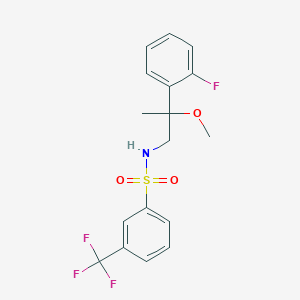 molecular formula C17H17F4NO3S B2401340 N-(2-(2-fluorophenyl)-2-methoxypropyl)-3-(trifluoromethyl)benzenesulfonamide CAS No. 1797900-43-6