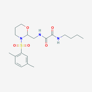 molecular formula C19H29N3O5S B2401341 N1-丁基-N2-((3-((2,5-二甲苯基)磺酰基)-1,3-恶唑烷-2-基)甲基)草酰胺 CAS No. 872724-26-0