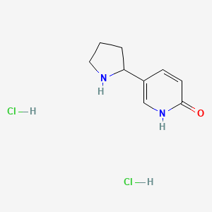 molecular formula C9H14Cl2N2O B2401342 5-吡咯烷-2-基-1H-吡啶-2-酮；二盐酸盐 CAS No. 2567496-10-8