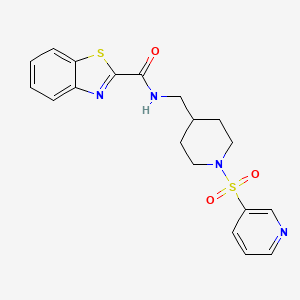 molecular formula C19H20N4O3S2 B2401346 N-((1-(pyridin-3-ylsulfonyl)piperidin-4-yl)methyl)benzo[d]thiazole-2-carboxamide CAS No. 1428351-86-3