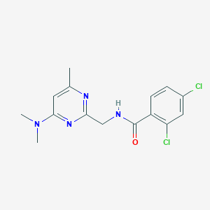 molecular formula C15H16Cl2N4O B2401350 2,4-二氯-N-[[4-(二甲氨基)-6-甲基嘧啶-2-基]甲基]苯甲酰胺 CAS No. 1798032-19-5