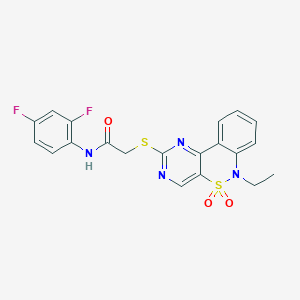 molecular formula C20H16F2N4O3S2 B2401351 N-(2,4-difluorophenyl)-2-[(6-ethyl-5,5-dioxido-6H-pyrimido[5,4-c][2,1]benzothiazin-2-yl)thio]acetamide CAS No. 951513-13-6