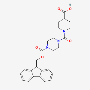 molecular formula C26H29N3O5 B2401368 1-(4-{[(9H-fluoren-9-yl)methoxy]carbonyl}piperazine-1-carbonyl)piperidine-4-carboxylic acid CAS No. 2094934-03-7
