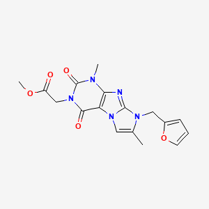 molecular formula C17H17N5O5 B2401373 Methyl 2-[6-(furan-2-ylmethyl)-4,7-dimethyl-1,3-dioxopurino[7,8-a]imidazol-2-yl]acetate CAS No. 896827-66-0