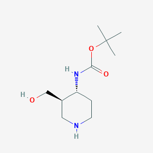 molecular formula C11H22N2O3 B2401375 tert-butyl N-[(3S,4S)-rel-3-(hydroxymethyl)-4-piperidyl]carbamate CAS No. 1903840-04-9