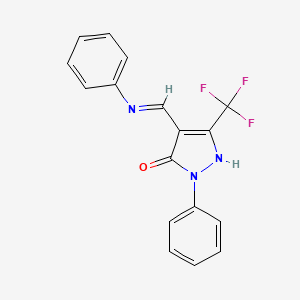 molecular formula C17H12F3N3O B2401376 4-(anilinomethylene)-2-phenyl-5-(trifluoromethyl)-2,4-dihydro-3H-pyrazol-3-one CAS No. 477851-28-8