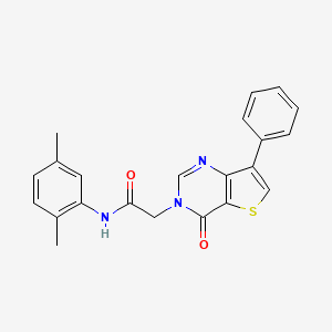 molecular formula C22H19N3O2S B2401382 N-(2,5-dimethylphenyl)-2-(4-oxo-7-phenylthieno[3,2-d]pyrimidin-3(4H)-yl)acetamide CAS No. 1105235-28-6