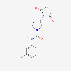 molecular formula C16H19N3O3S B2401393 N-(3,4-dimethylphenyl)-3-(2,4-dioxothiazolidin-3-yl)pyrrolidine-1-carboxamide CAS No. 2034315-71-2