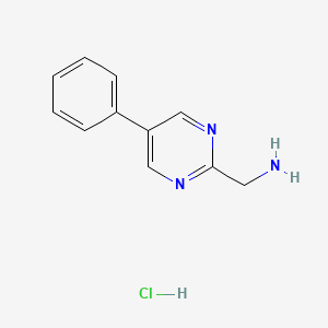 molecular formula C11H12ClN3 B2401406 (5-Phenylpyrimidin-2-yl)methanamine hydrochloride CAS No. 1240603-02-4