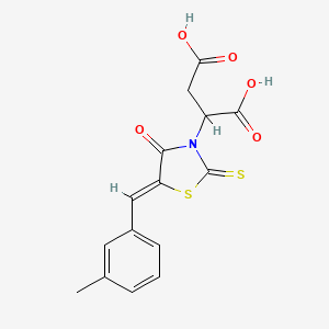 molecular formula C15H13NO5S2 B2401413 2-[(5Z)-5-[(3-甲基苯基)亚甲基]-4-氧代-2-硫代亚甲基-1,3-噻唑烷-3-基]丁二酸 CAS No. 881482-61-7