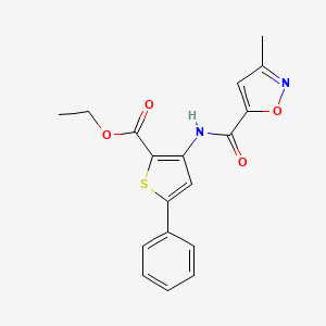 molecular formula C18H16N2O4S B2401417 Ethyl 3-(3-methylisoxazole-5-carboxamido)-5-phenylthiophene-2-carboxylate CAS No. 946318-57-6