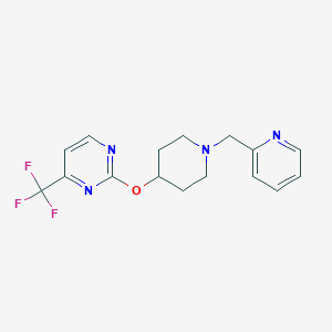 molecular formula C16H17F3N4O B2401419 2-[1-(Pyridin-2-ylmethyl)piperidin-4-yl]oxy-4-(trifluoromethyl)pyrimidine CAS No. 2380173-91-9