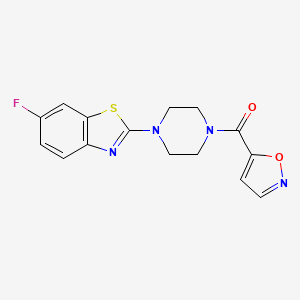molecular formula C15H13FN4O2S B2401428 (4-(6-Fluorobenzo[d]thiazol-2-yl)piperazin-1-yl)(isoxazol-5-yl)methanone CAS No. 941913-91-3