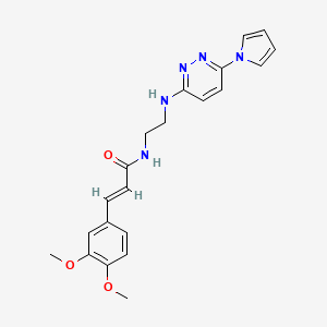 molecular formula C21H23N5O3 B2401432 (E)-N-(2-((6-(1H-吡咯-1-基)哒嗪-3-基)氨基)乙基)-3-(3,4-二甲氧基苯基)丙烯酰胺 CAS No. 1396892-42-4