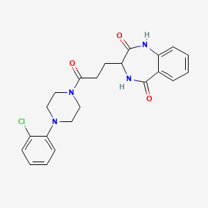 molecular formula C22H23ClN4O3 B2401438 3-(3-(4-(2-chlorophenyl)piperazin-1-yl)-3-oxopropyl)-3,4-dihydro-1H-benzo[e][1,4]diazepine-2,5-dione CAS No. 1192279-19-8