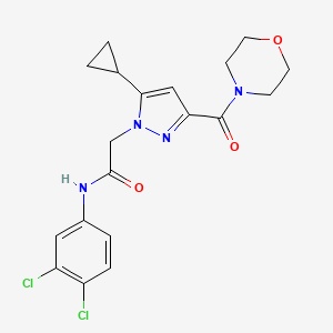 molecular formula C19H20Cl2N4O3 B2401439 2-(5-cyclopropyl-3-(morpholine-4-carbonyl)-1H-pyrazol-1-yl)-N-(3,4-dichlorophenyl)acetamide CAS No. 1172488-92-4