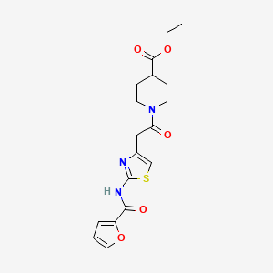 molecular formula C18H21N3O5S B2401451 Ethyl 1-(2-(2-(furan-2-carboxamido)thiazol-4-yl)acetyl)piperidine-4-carboxylate CAS No. 921520-68-5