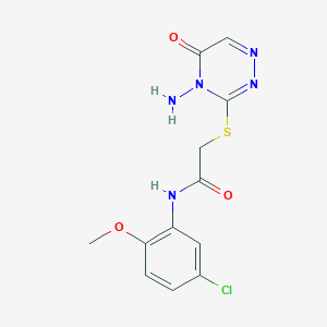 molecular formula C12H12ClN5O3S B2401456 2-[(4-氨基-5-氧代-1,2,4-三嗪-3-基)硫代]-N-(5-氯-2-甲氧基苯基)乙酰胺 CAS No. 869068-28-0