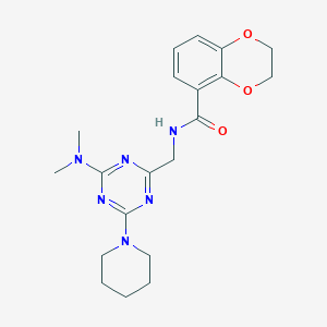 molecular formula C20H26N6O3 B2401461 N-((4-(dimethylamino)-6-(piperidin-1-yl)-1,3,5-triazin-2-yl)methyl)-2,3-dihydrobenzo[b][1,4]dioxine-5-carboxamide CAS No. 2034542-02-2