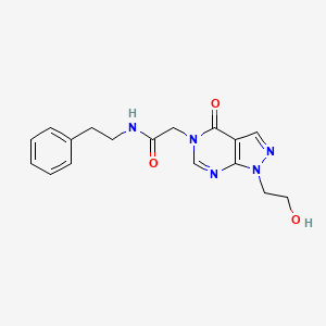 2-(1-(2-hydroxyethyl)-4-oxo-1H-pyrazolo[3,4-d]pyrimidin-5(4H)-yl)-N-phenethylacetamide