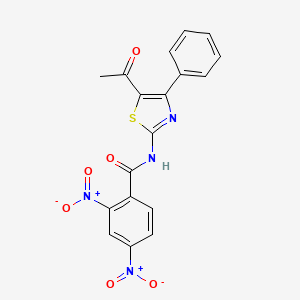 molecular formula C18H12N4O6S B2401467 N-(5-乙酰基-4-苯基-1,3-噻唑-2-基)-2,4-二硝基苯甲酰胺 CAS No. 391221-36-6