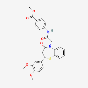 methyl 4-(2-(2-(3,4-dimethoxyphenyl)-4-oxo-3,4-dihydrobenzo[b][1,4]thiazepin-5(2H)-yl)acetamido)benzoate