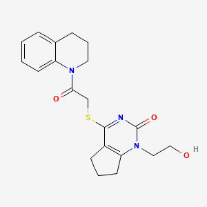 4-((2-(3,4-dihydroquinolin-1(2H)-yl)-2-oxoethyl)thio)-1-(2-hydroxyethyl)-6,7-dihydro-1H-cyclopenta[d]pyrimidin-2(5H)-one