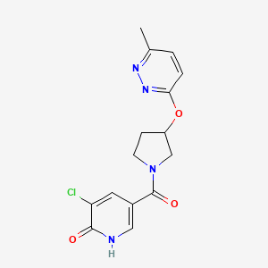 molecular formula C15H15ClN4O3 B2401494 (5-Chloro-6-hydroxypyridin-3-yl)(3-((6-methylpyridazin-3-yl)oxy)pyrrolidin-1-yl)methanone CAS No. 2034280-08-3