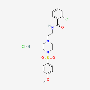 molecular formula C20H25Cl2N3O4S B2401561 2-chloro-N-(2-(4-((4-methoxyphenyl)sulfonyl)piperazin-1-yl)ethyl)benzamide hydrochloride CAS No. 1189661-83-3