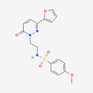 molecular formula C17H17N3O5S B2401588 N-(2-(3-(furan-2-yl)-6-oxopyridazin-1(6H)-yl)ethyl)-4-methoxybenzenesulfonamide CAS No. 946263-85-0