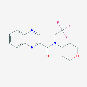molecular formula C16H16F3N3O2 B2401595 N-(tetrahydro-2H-pyran-4-yl)-N-(2,2,2-trifluoroethyl)quinoxaline-2-carboxamide CAS No. 1428355-79-6