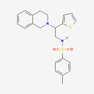 molecular formula C22H24N2O2S2 B2401598 N-(2-(3,4-dihydroisoquinolin-2(1H)-yl)-2-(thiophen-2-yl)ethyl)-4-methylbenzenesulfonamide CAS No. 898407-92-6