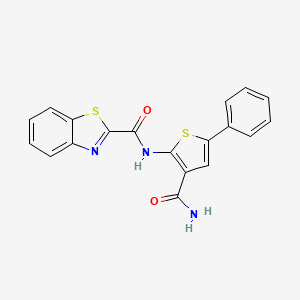 molecular formula C19H13N3O2S2 B2401607 N-(3-氨基甲酰基-5-苯硫代吩-2-基)苯并[d]噻唑-2-甲酰胺 CAS No. 941886-30-2