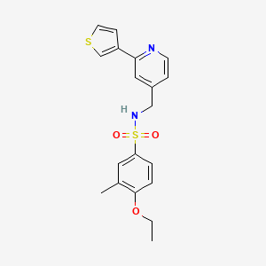 molecular formula C19H20N2O3S2 B2401615 4-ethoxy-3-methyl-N-((2-(thiophen-3-yl)pyridin-4-yl)methyl)benzenesulfonamide CAS No. 2034397-68-5