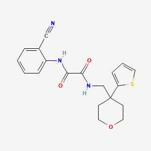 molecular formula C19H19N3O3S B2401619 N1-(2-cyanophenyl)-N2-((4-(thiophen-2-yl)tetrahydro-2H-pyran-4-yl)methyl)oxalamide CAS No. 1091444-67-5