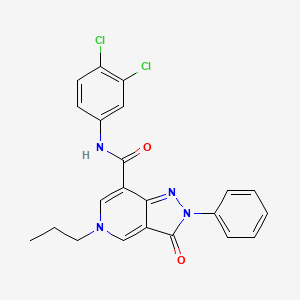 molecular formula C22H18Cl2N4O2 B2401648 N-(3,4-dichlorophenyl)-3-oxo-2-phenyl-5-propyl-3,5-dihydro-2H-pyrazolo[4,3-c]pyridine-7-carboxamide CAS No. 921578-42-9