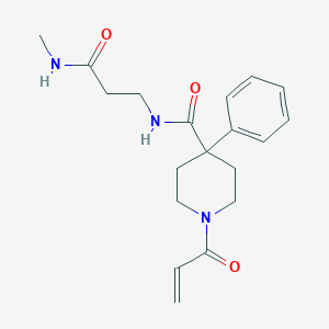 molecular formula C19H25N3O3 B2401654 N-[3-(Methylamino)-3-oxopropyl]-4-phenyl-1-prop-2-enoylpiperidine-4-carboxamide CAS No. 2200349-62-6