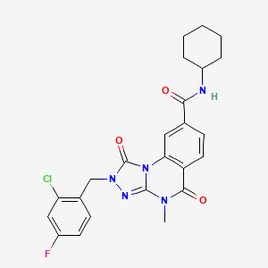 molecular formula C24H23ClFN5O3 B2401658 2-(2-氯-4-氟苄基)-N-环己基-4-甲基-1,5-二氧代-1,2,4,5-四氢[1,2,4]三唑并[4,3-a]喹唑啉-8-甲酰胺 CAS No. 1105212-84-7