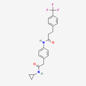 molecular formula C21H21F3N2O2 B2401685 N-(4-(2-(cyclopropylamino)-2-oxoethyl)phenyl)-3-(4-(trifluoromethyl)phenyl)propanamide CAS No. 1448057-59-7