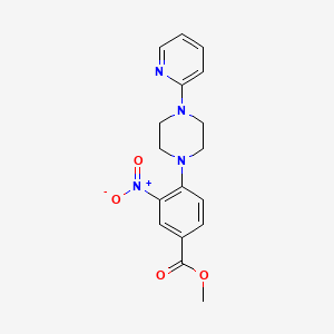molecular formula C17H18N4O4 B2401699 Methyl 3-nitro-4-[4-(2-pyridinyl)piperazino]benzenecarboxylate CAS No. 478246-35-4