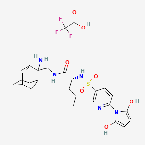molecular formula C27H36F3N5O7S B2401716 (2R)-N-[(2-Amino-2-adamantyl)methyl]-2-[[6-(2,5-dihydroxypyrrol-1-yl)pyridin-3-yl]sulfonylamino]pentanamide;2,2,2-trifluoroacetic acid CAS No. 2248382-71-8